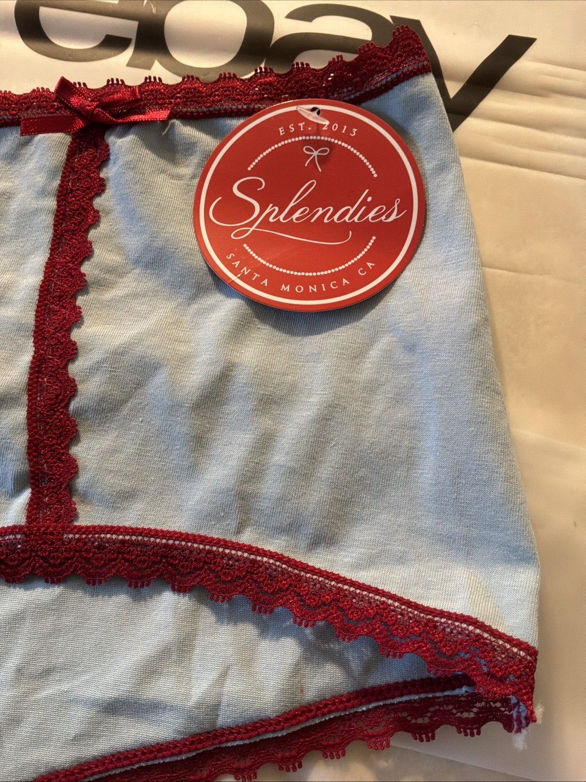 NWT Splendies Sz 1XL Blue Cotton W/ Red Bows-Ribbon Hipster Panty