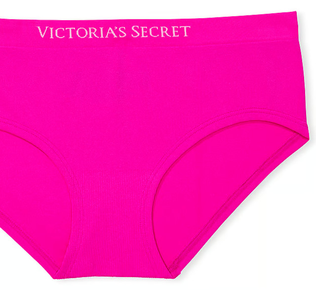 XL Brt HOT Fuchsia Pink Seamless LOGO Victorias Secret Hipster Hiphugger Panty