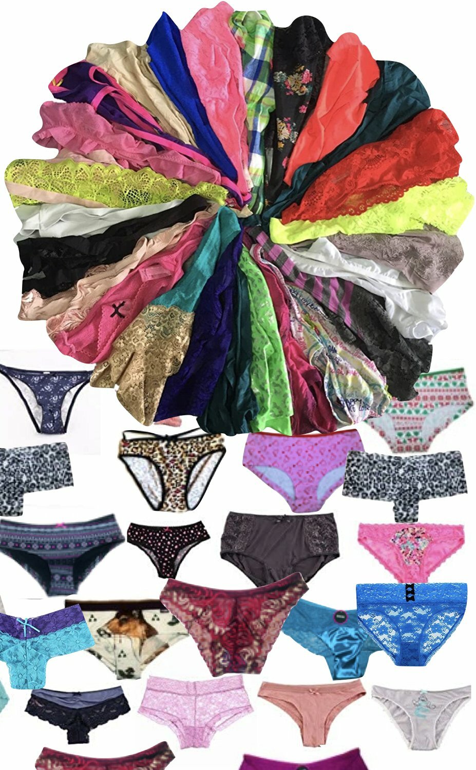 ToBeInStyle Women’s Pack of 6 or 12 Mystery Panties – Bikinis, Briefs, or Thongs