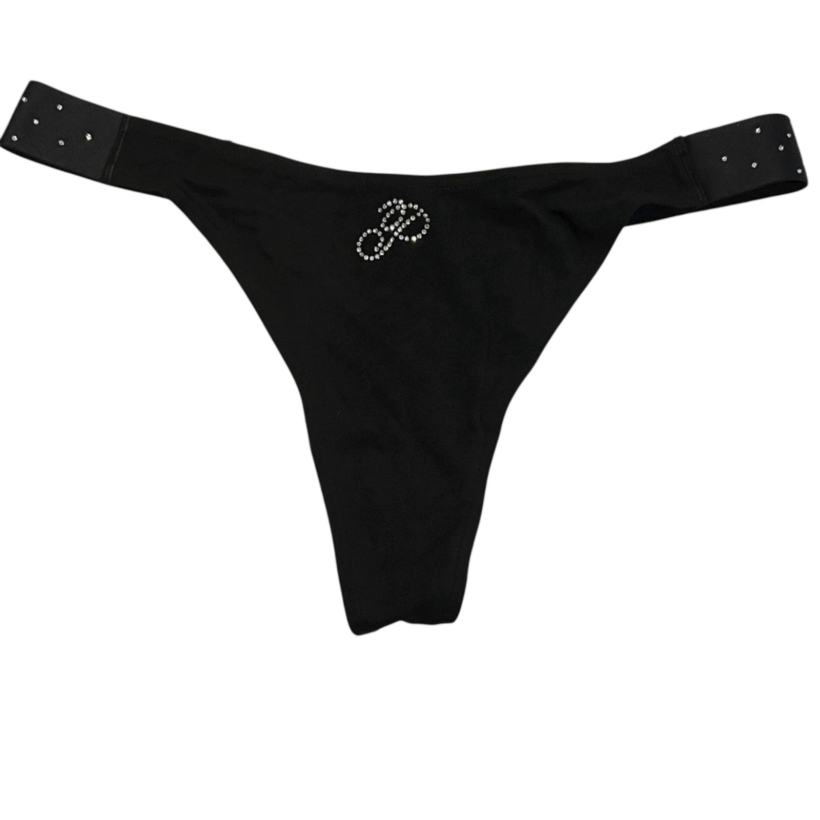 NWT VICTORIA’S SECRET PINK Thong Pantie Sz XS-M-L-XL Black Bling Jersey
