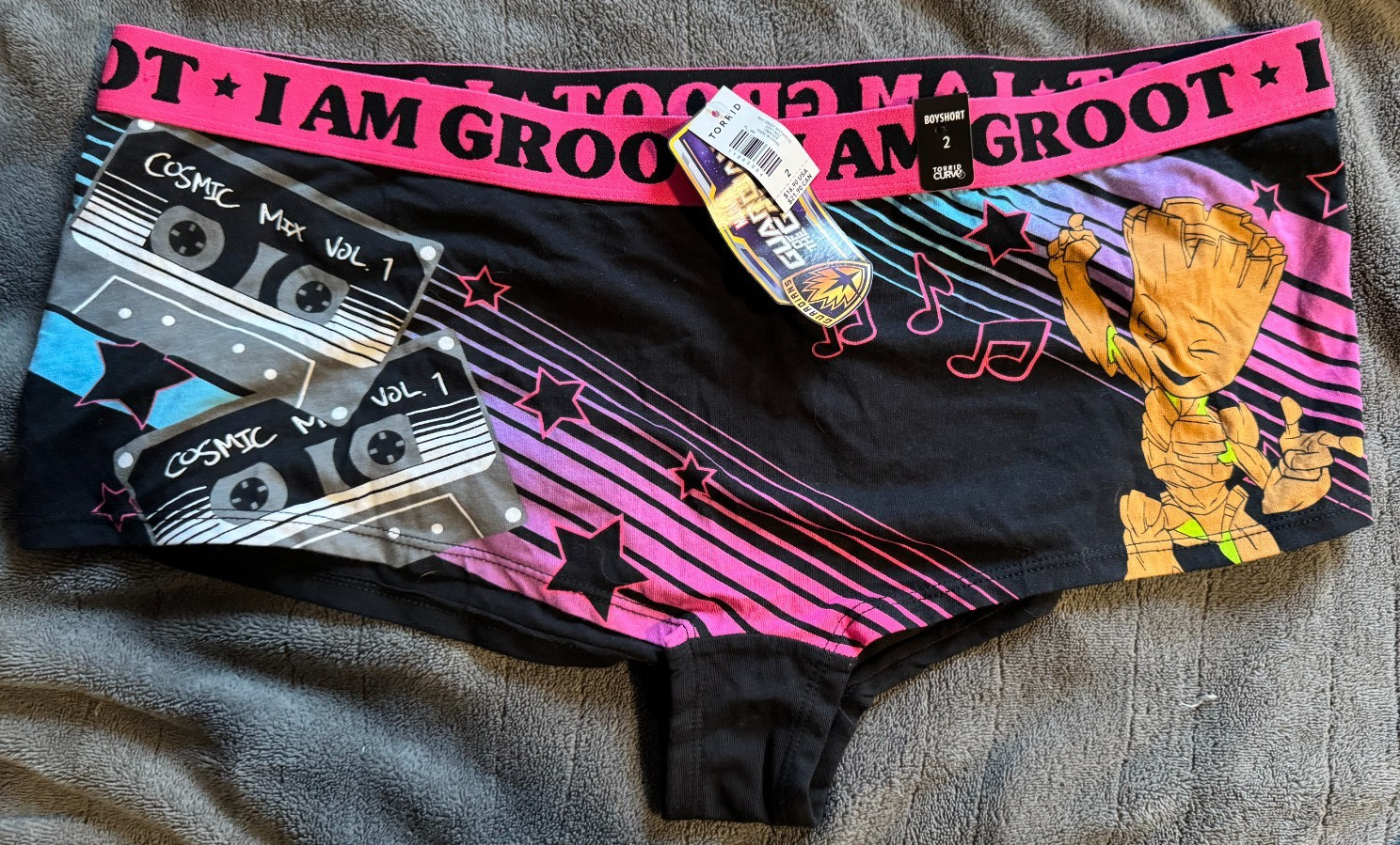 NWT Torrid Guardians Of The Galaxy I Am Groot Womens Black Pink Boy Shorts 2X