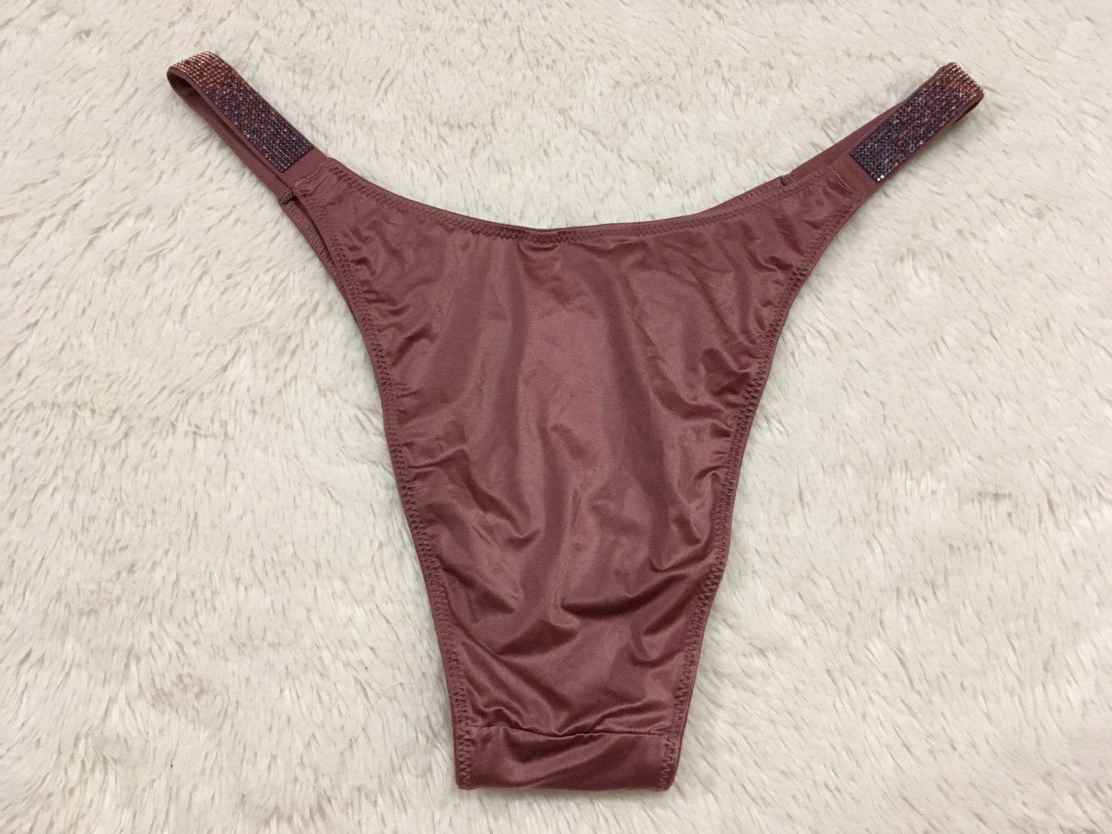 XL VICTORIA’S SECRET Shine Strap Brazilian Panty RHINESTONE Ombre Purple Vapor