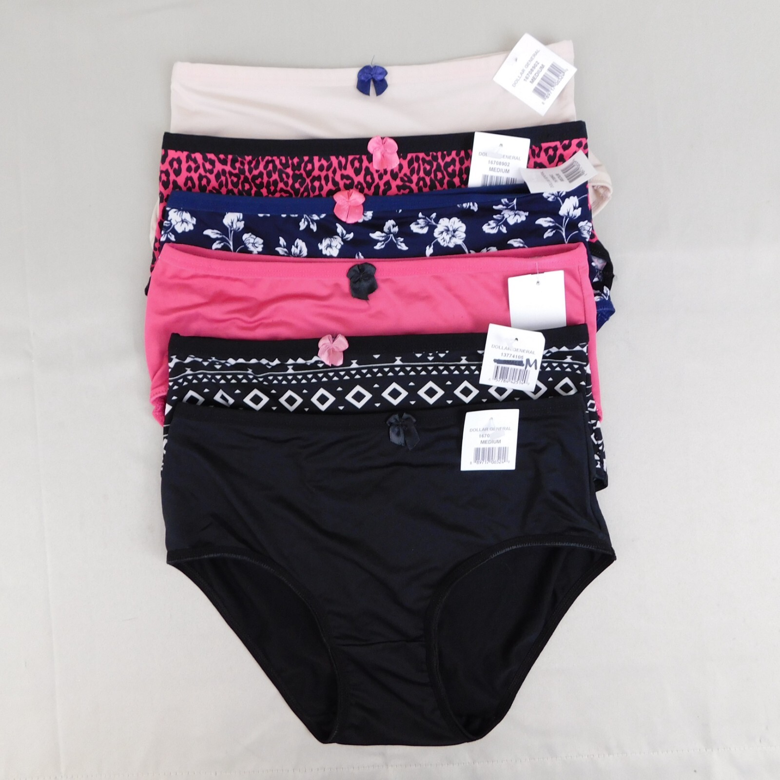 6pc Lot Bobbie Brooks Women’s High Waist Bow Brief Panties Size 6, Medium