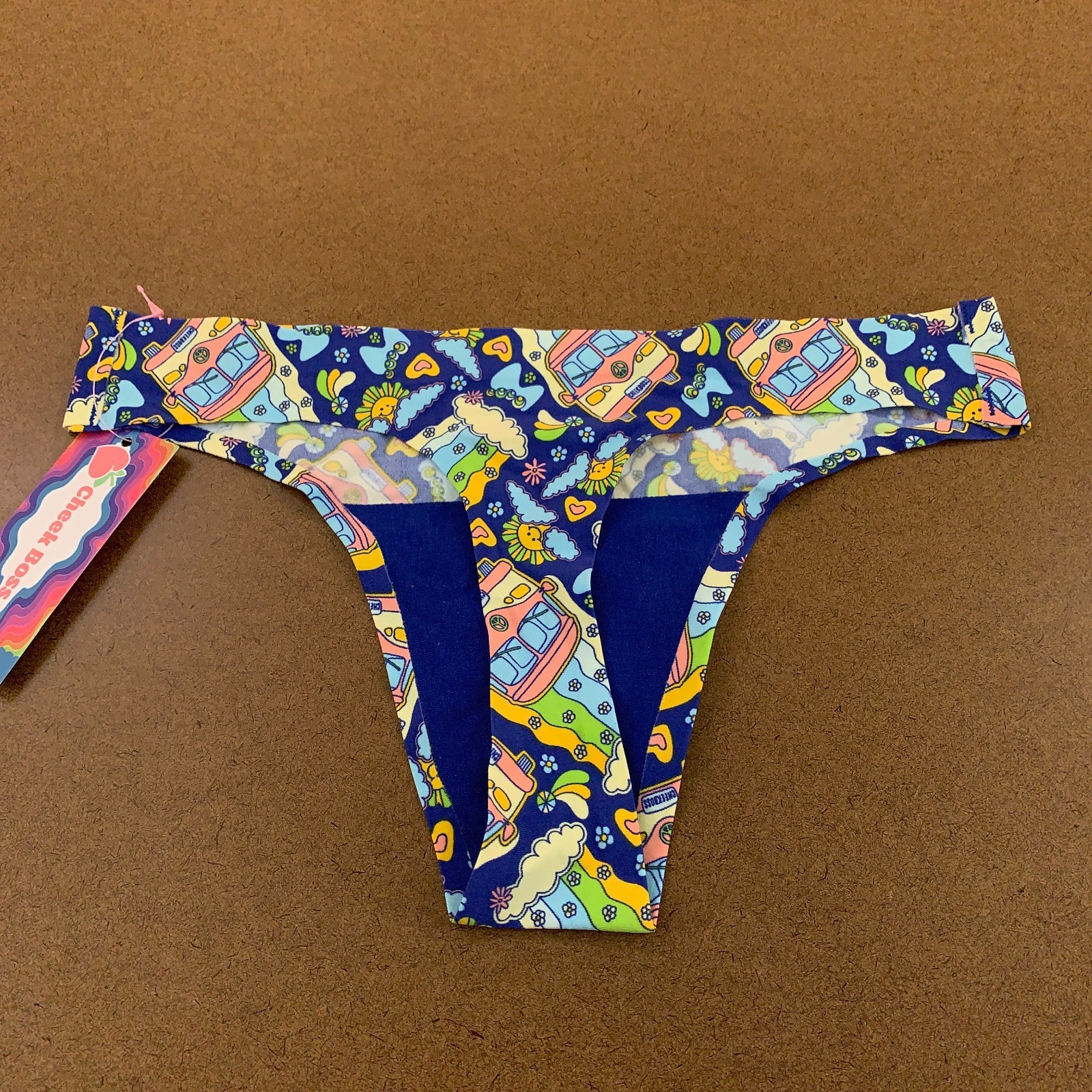 Cheek Boss Womens Size XS Colorful Print Thong Panty NWT