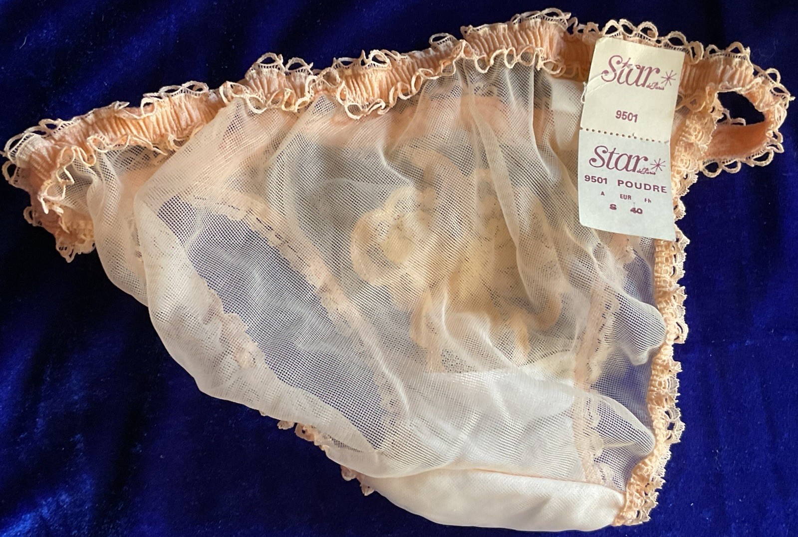 NWT Vintage SHEER 60’s Chiffon PANTIES String Bikini France Babydoll Nylon 40/S