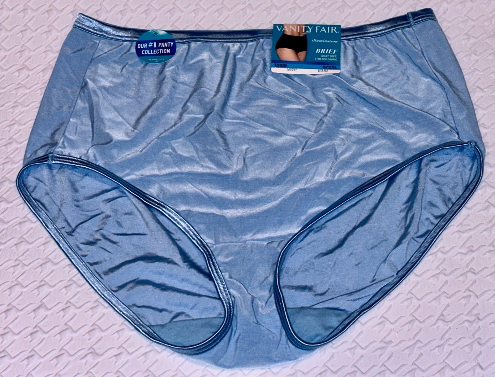 VANITY FAIR Shine Illumination Morning Rain Blue Brief Panty Womens Sz M 6 2XL 9