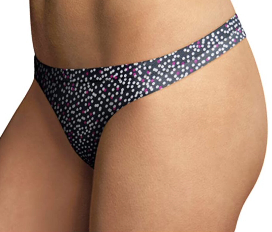 MAIDENFORM Comfort Devotion Tailored Dot Black White Pk Thong Panty Womens 2XL 9