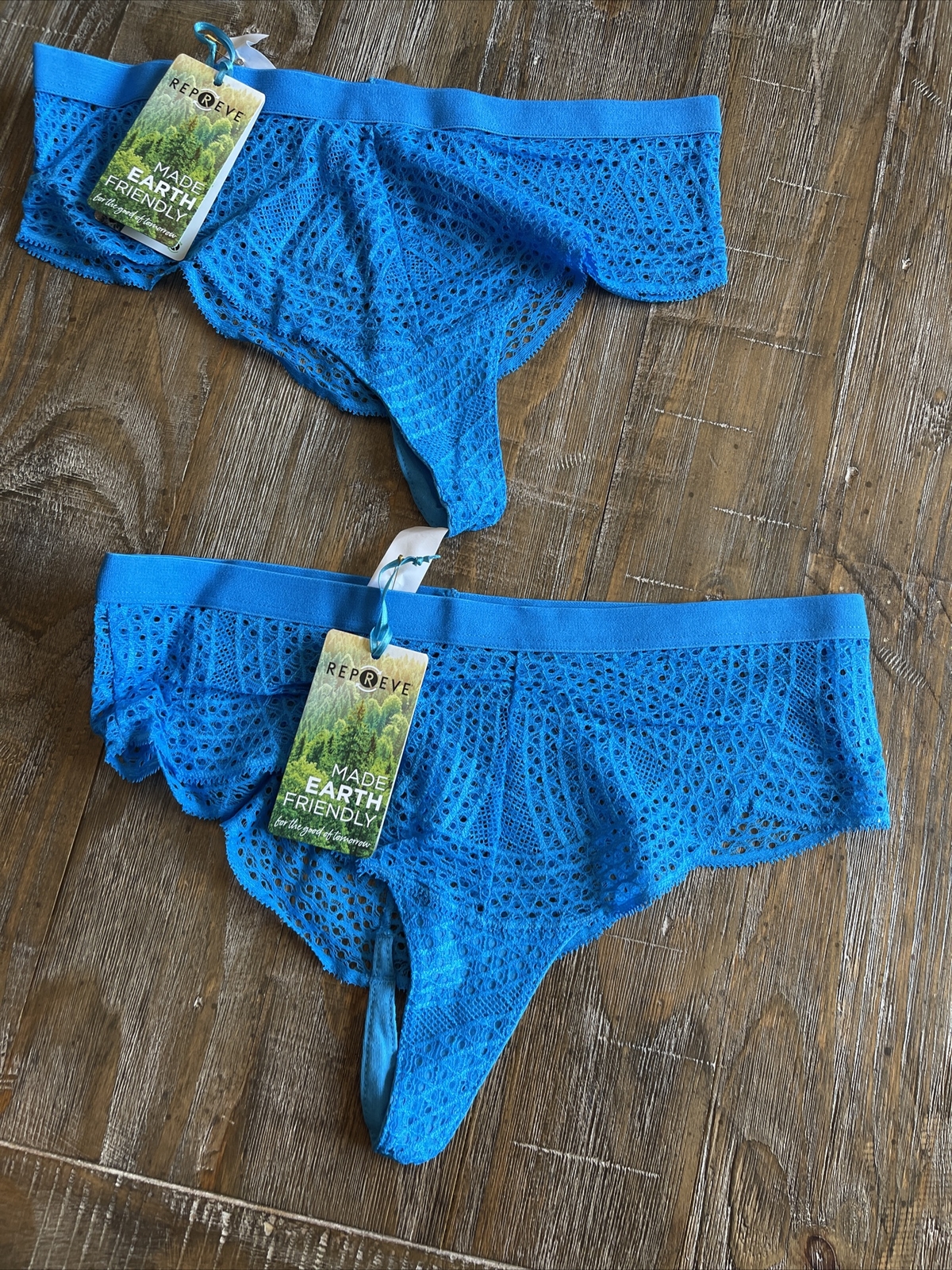 Clo Intimo Repreve Lace Thong 2 pack NEW Blue Size Medium NEW