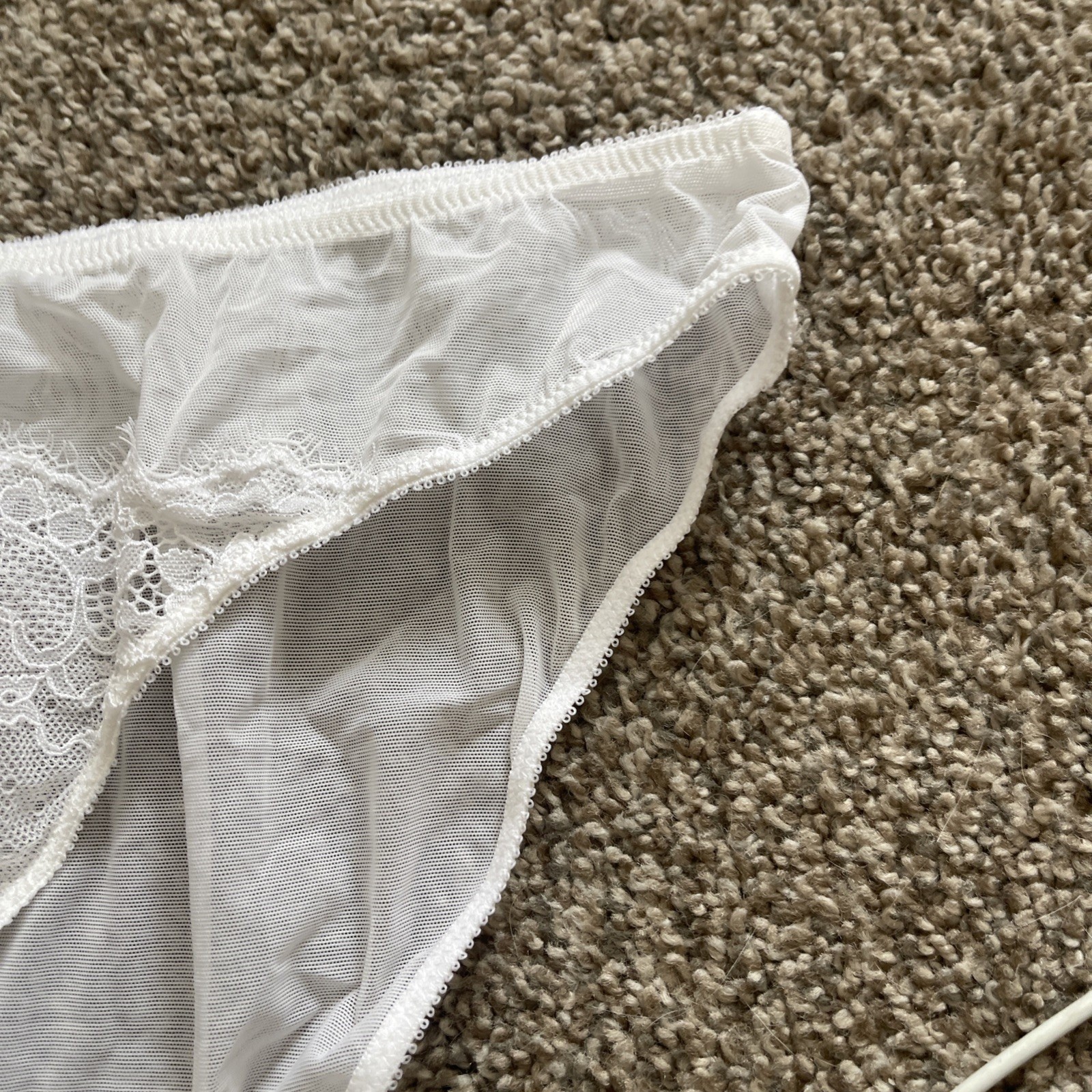 Vtg Gilligan O’Malley Panties White Mesh Lace Sheer 8 XL Sexy Wedding Hicut