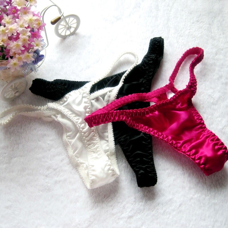 8 Pairs/lot Women’s Silk G-Strings Thongs Flower Panties Size S M L XL 2XL