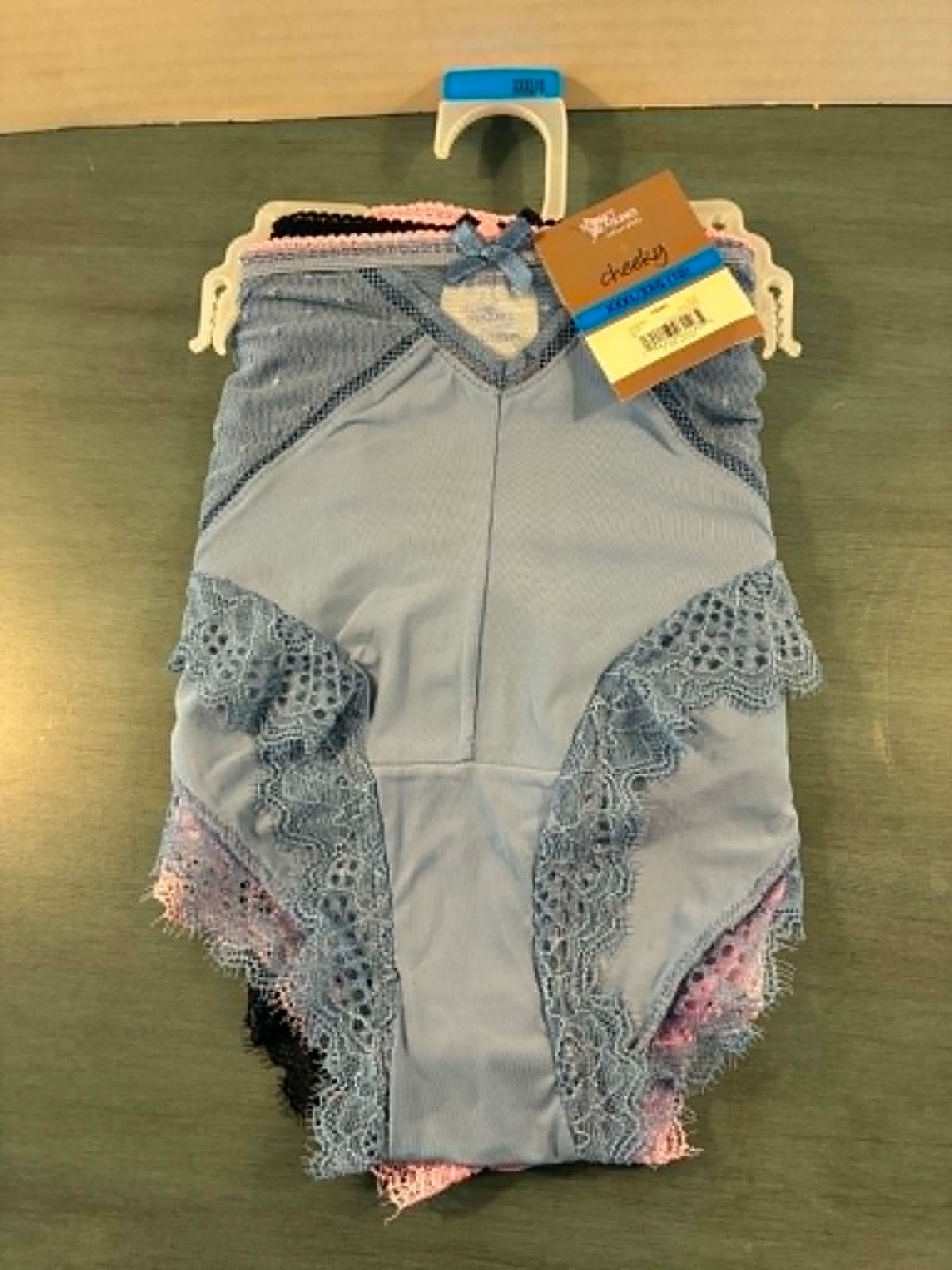 Secret Treasures Intimates Cheeky Panties 3 Lace Trim Blue Pink Black 3XL