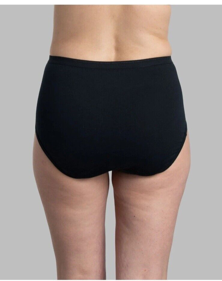 Fruit of The Loom Cotton Briefs Underwear Panties Women’s Size 9-2X Black 6 Pack