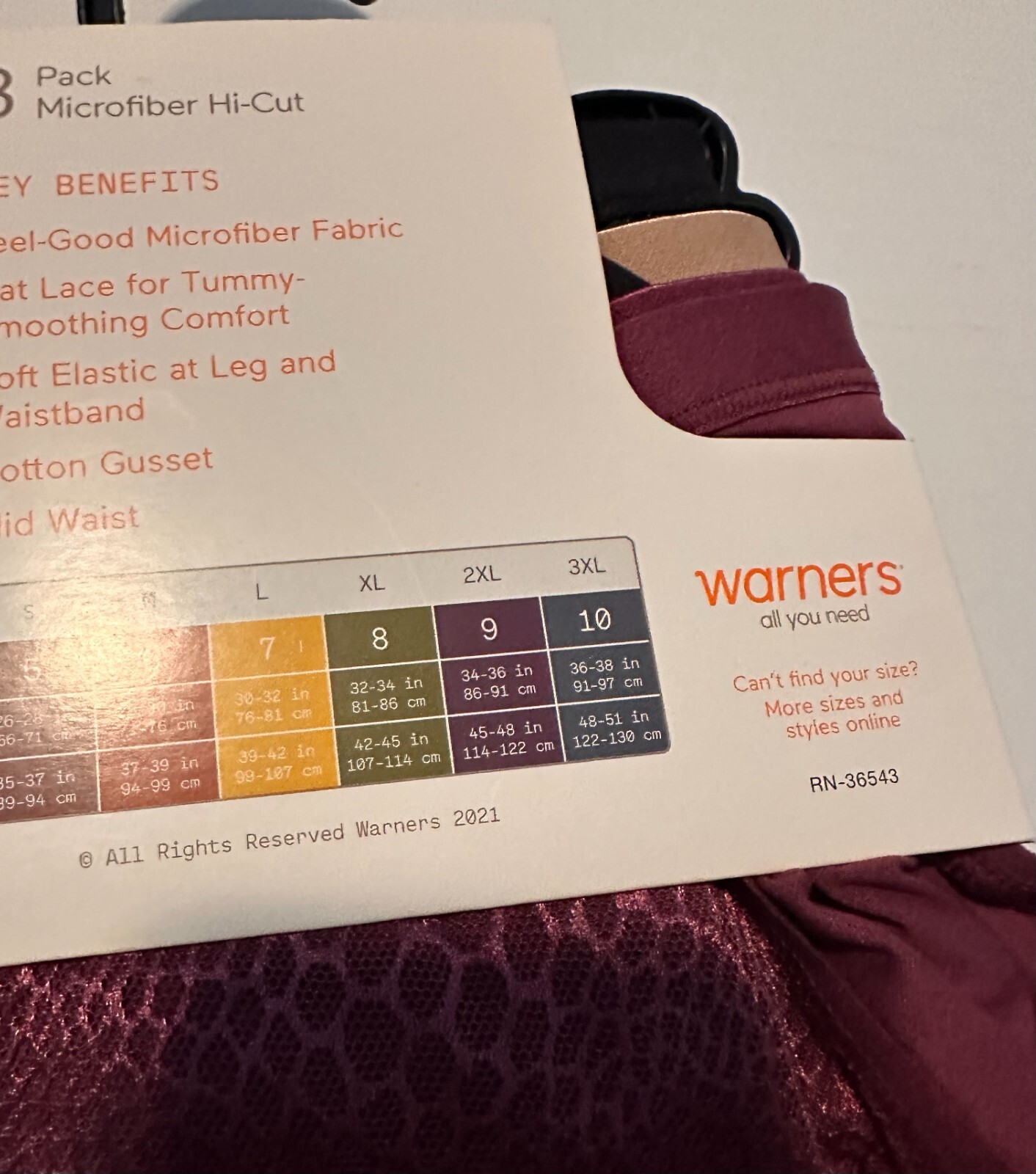 Warners Blissful Benefits Tummy-Smoothing Microfiber Brief Panties Size 3XL 10