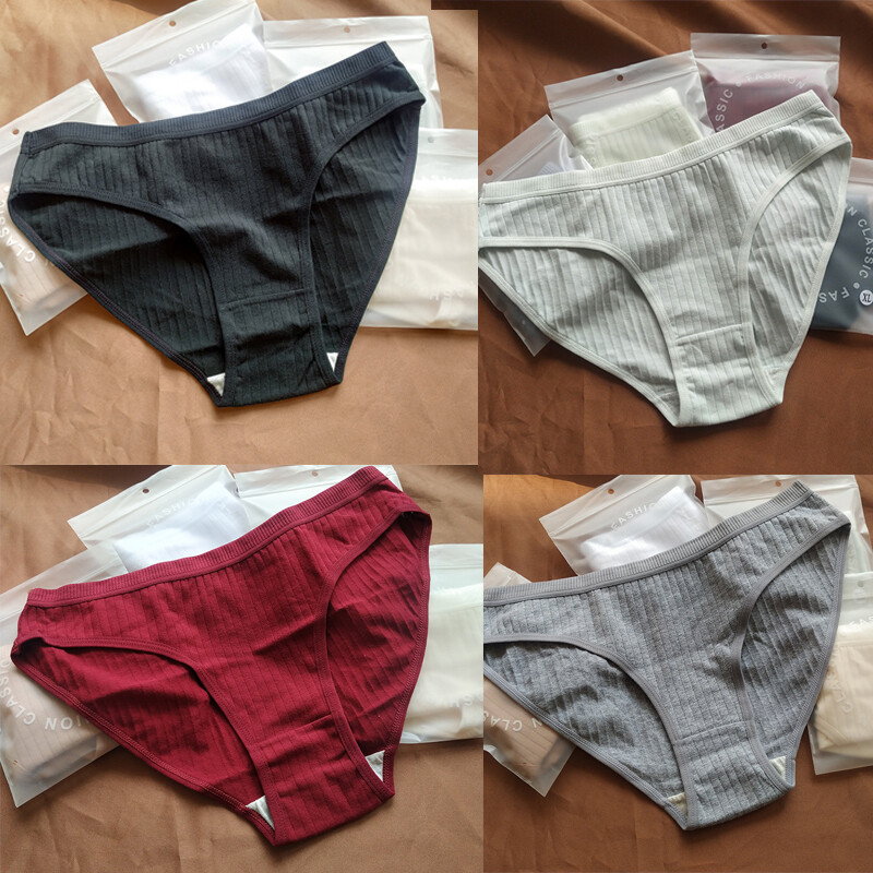 4 Pack Lot Sexy Womens Cotton Panties Briefs Solid Lingeries Ladies Underwear