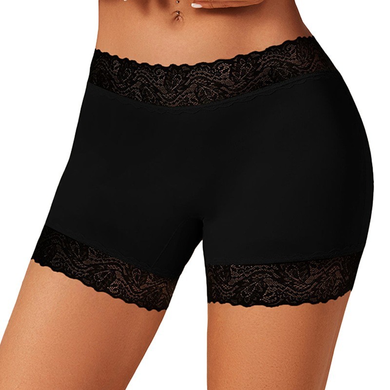 Women’s mid-rise seamless base-layer leggings / lace boxer-style panties
