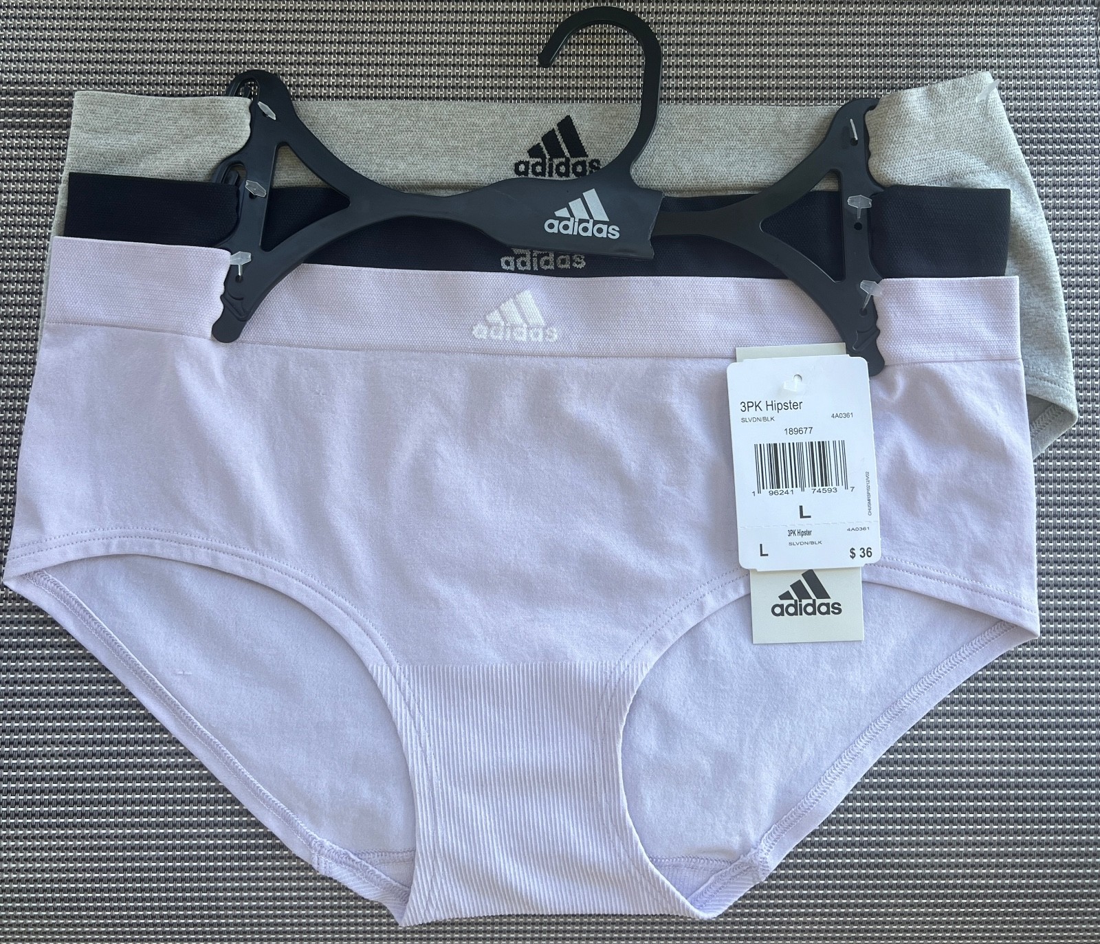 adidas 3PK Cotton Hipster Underwear 4A0361 Size L The brand with the 3 stripes