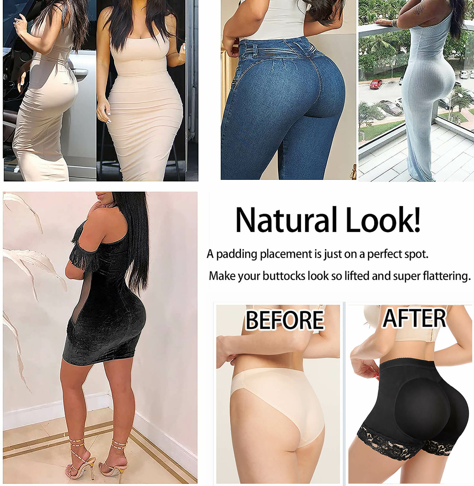 Buttock Padded Bum Pants Hip Enhancer Shaper Butt Lifter Boyshorts Underwear MLS