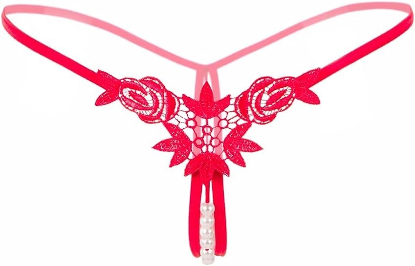Lace Thong G-String Panties with Pearl Ball
