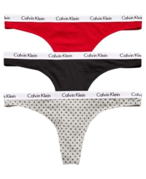 Calvin Klein Underwear Women Carousel 3 Pack Thong Black/White/Black size Small