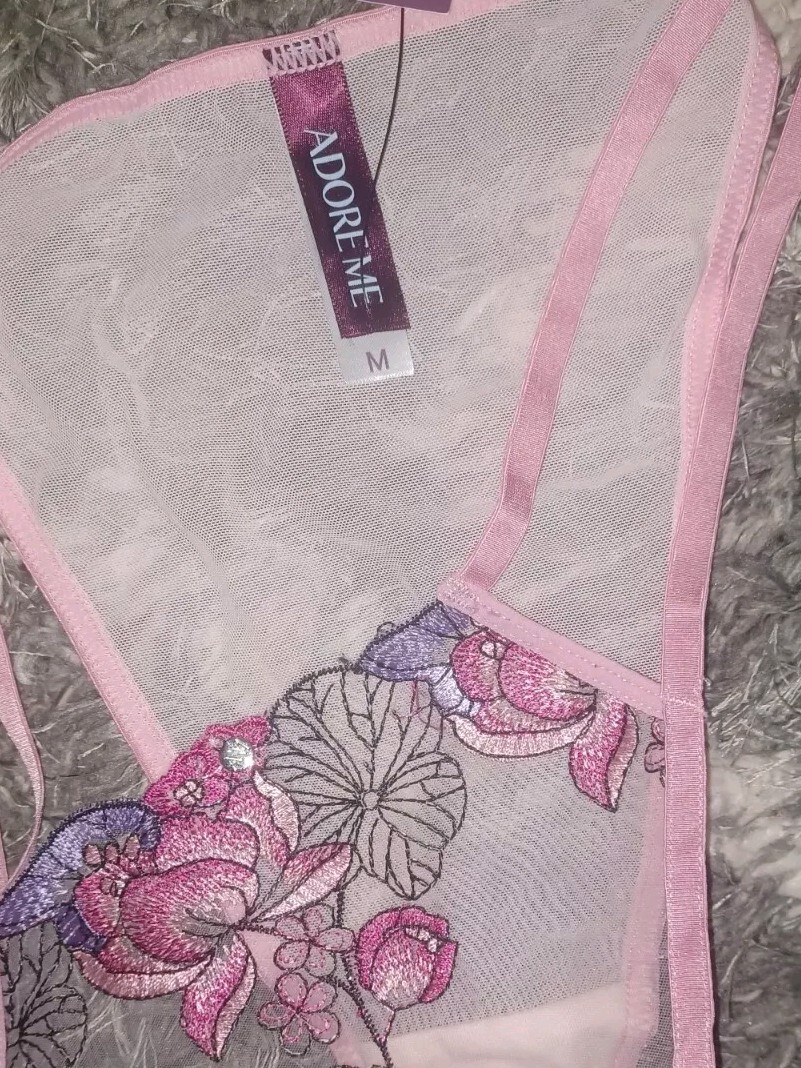 Adore Me/VS Embroidered Floral Strappy Brazilian Panty NEW Medium