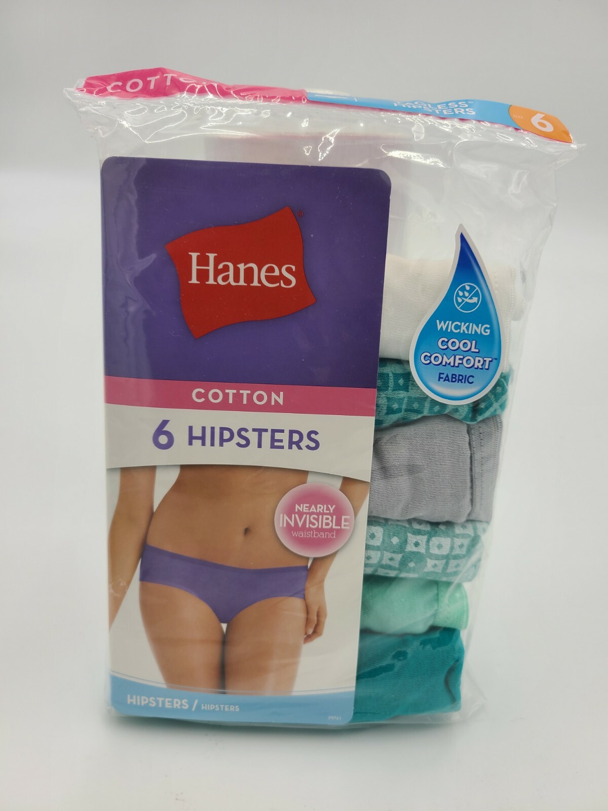 Hanes Women’s Hipster Panties Underwear 6-Pk Size 6 Cotton Assorted Colors