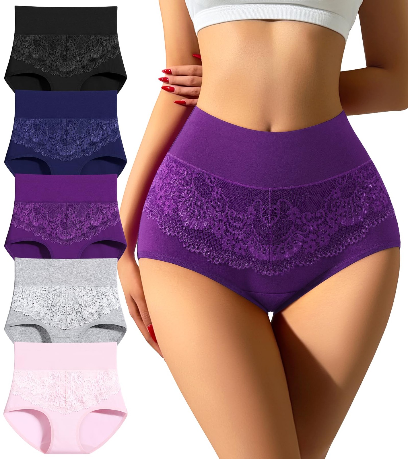 High Waisted Underwear for Women Cotton Tummy Control Panties Postpartum Soft…