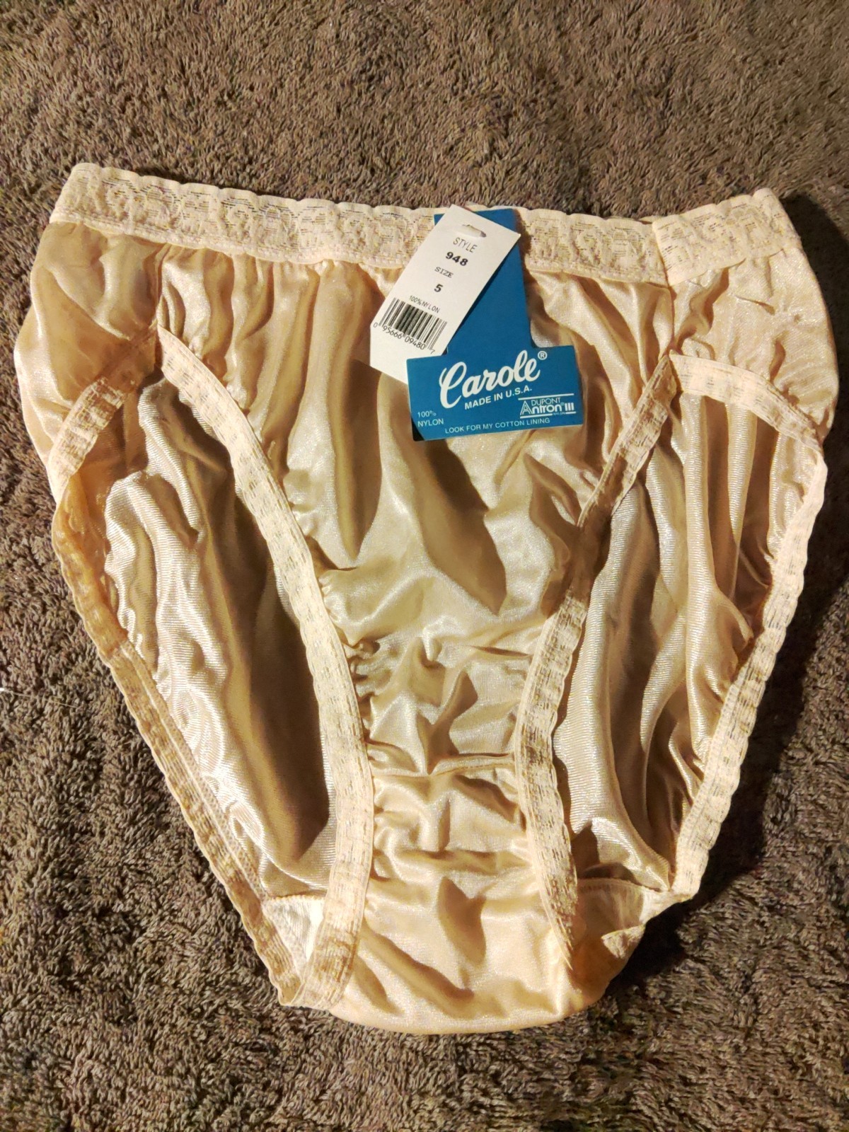 Carole 100% Antron lll Nylon Hi cut Panties Size 5 – Style 948 – Nude