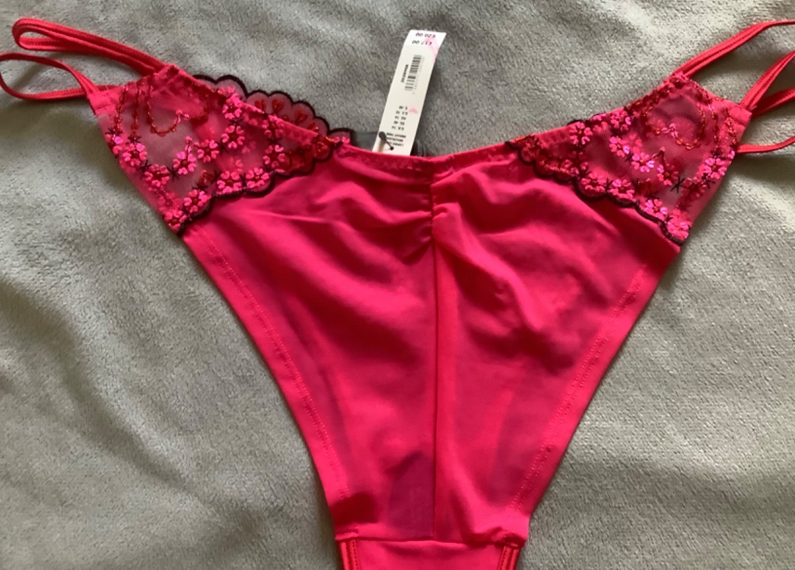ANN SUMMERS -“Cupid’s Love” Brazilian Knickers Bright Pink & Black Size 14 -BNWT