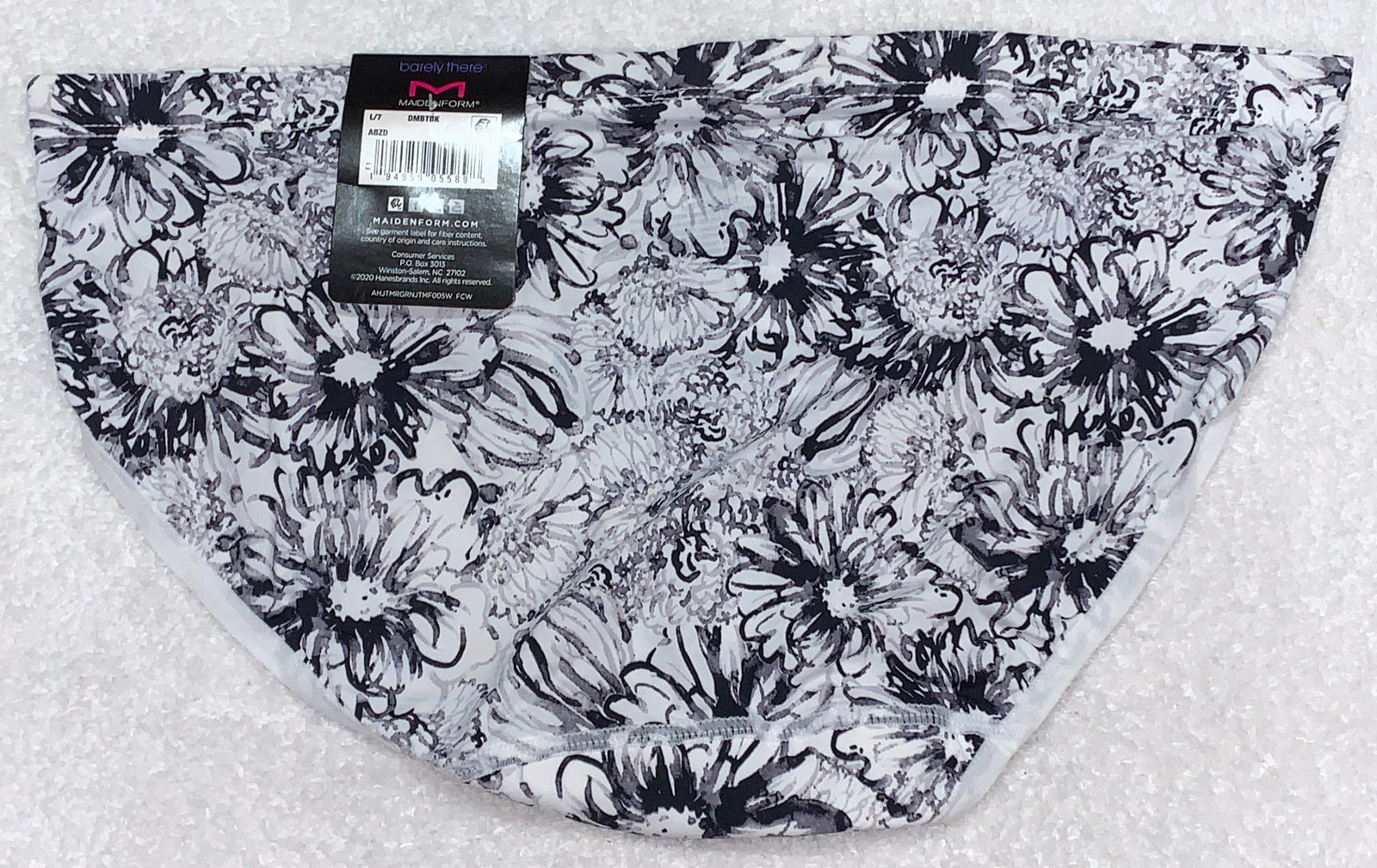 MAIDENFORM Barely There White Black Floral Invisible Bikini Panty Womens Sz L 7