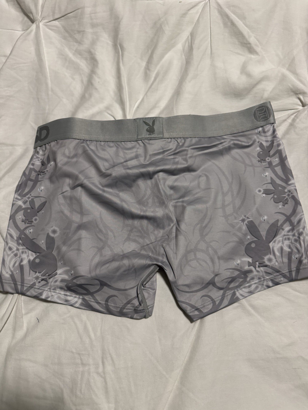 New Women’s PSD Playboy Bunny Silver Comfy Boyshorts Underwear Sz M