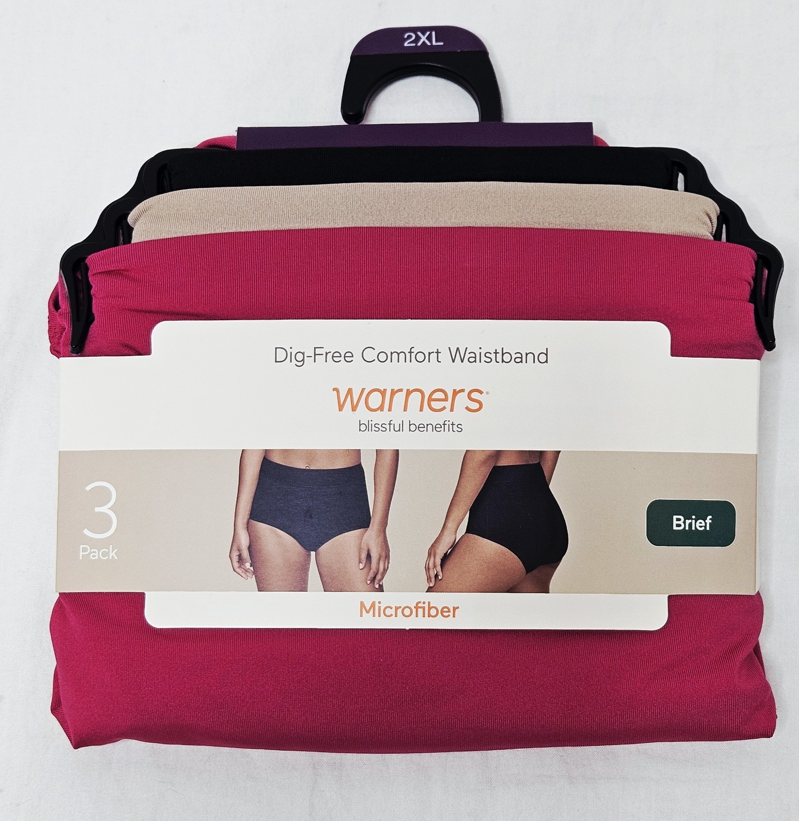 Warners Blissful Benefits Plus Size Microfiber Brief 3 Pack Choose XL 2XL or 3XL