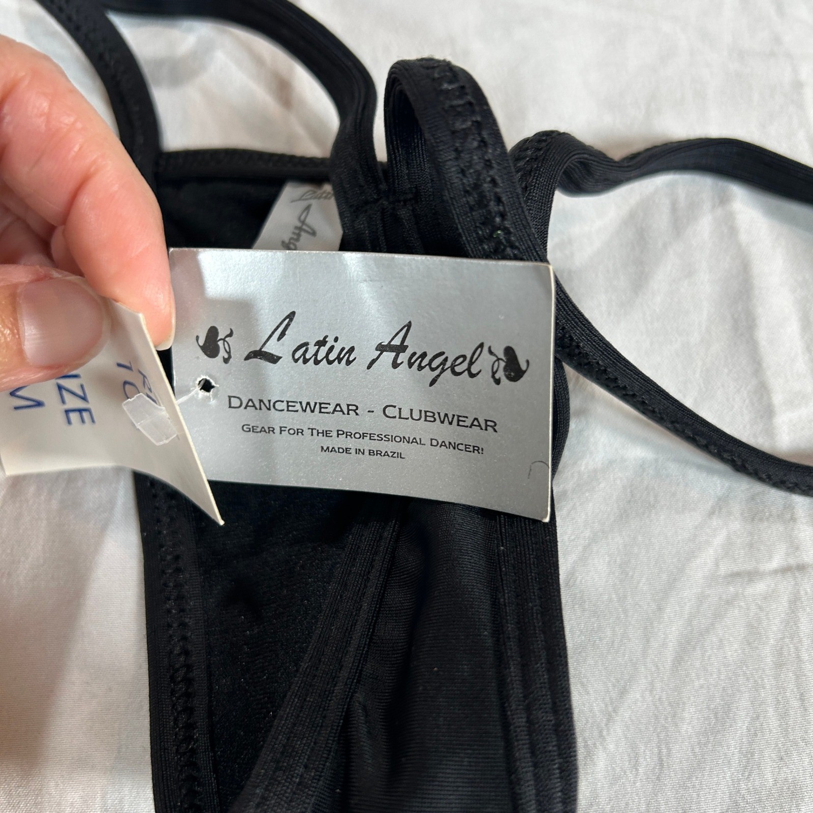 Latin Angel VTG Black Adjustable G-String Thong Dancewear Size M REF 100 NWT