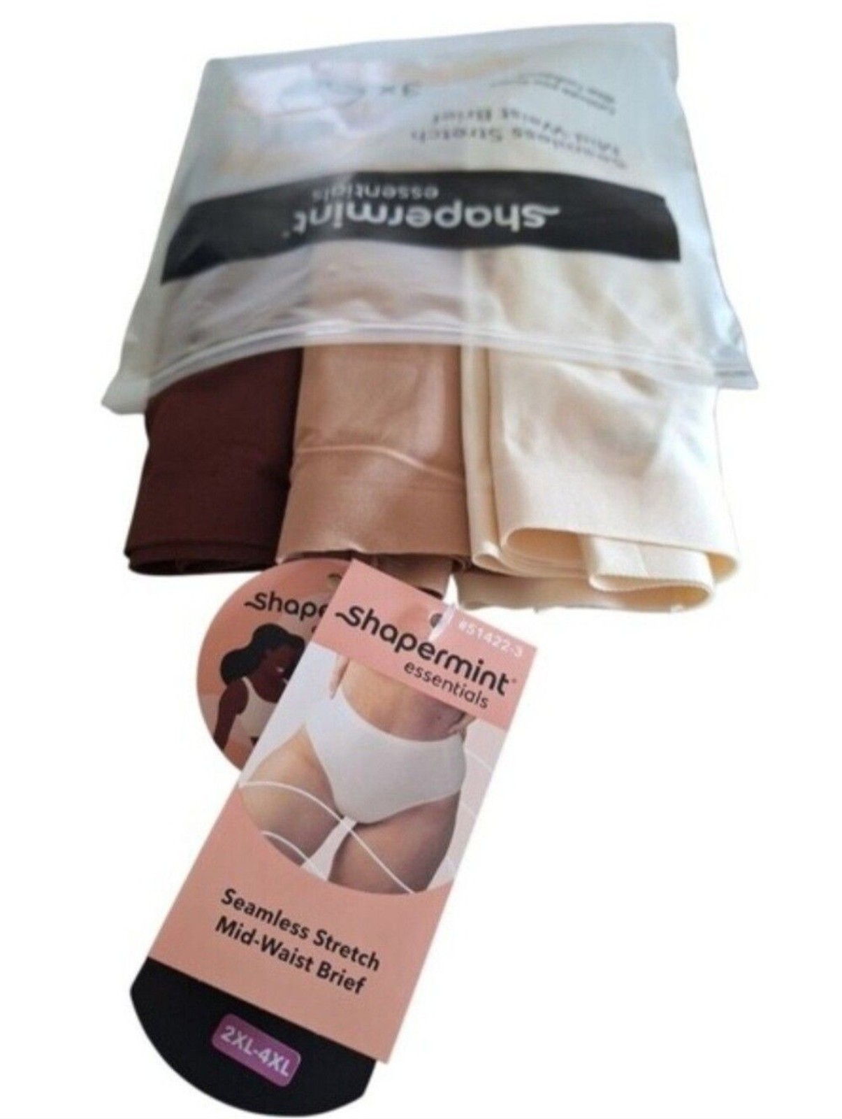 Shapermint Essentials Seamless Stretch Mid-Waist Briefs Sz 16-24 (1-pack=3-pair)
