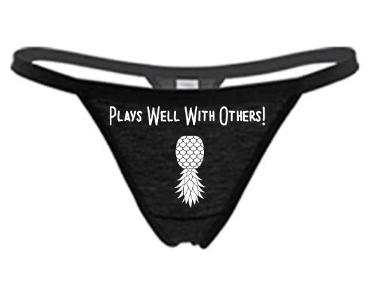 Swingers Black Thong PLAYS WELL WITH OTHERS Upside Down Pineapple Color Options