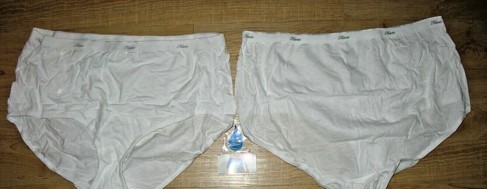 LOT OF 2 – HANES – NEW – WHITE – PLUS SIZE 10 – 100% COTTON – PANTY BRIEF