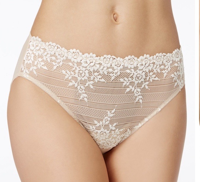 Wacoal EMBRACE 841191 Lace Underwear Lg Embroidered Floral Mesh Hi-cut Nude NWT