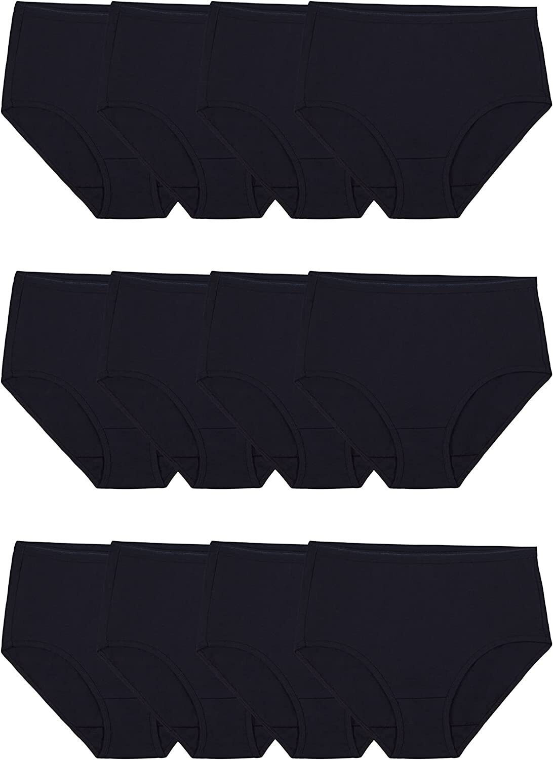 Fruit of the Loom Women Panties 100% Cotton Underwear Regular & Plus Size Black