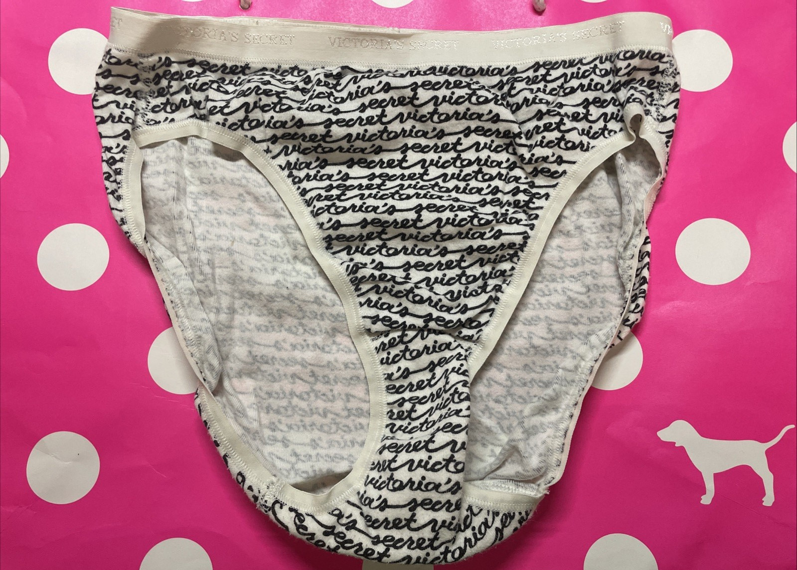 Y2K Vintage Victoria Secret LOGO Cotton Signature Waist High Leg Brief Panties M