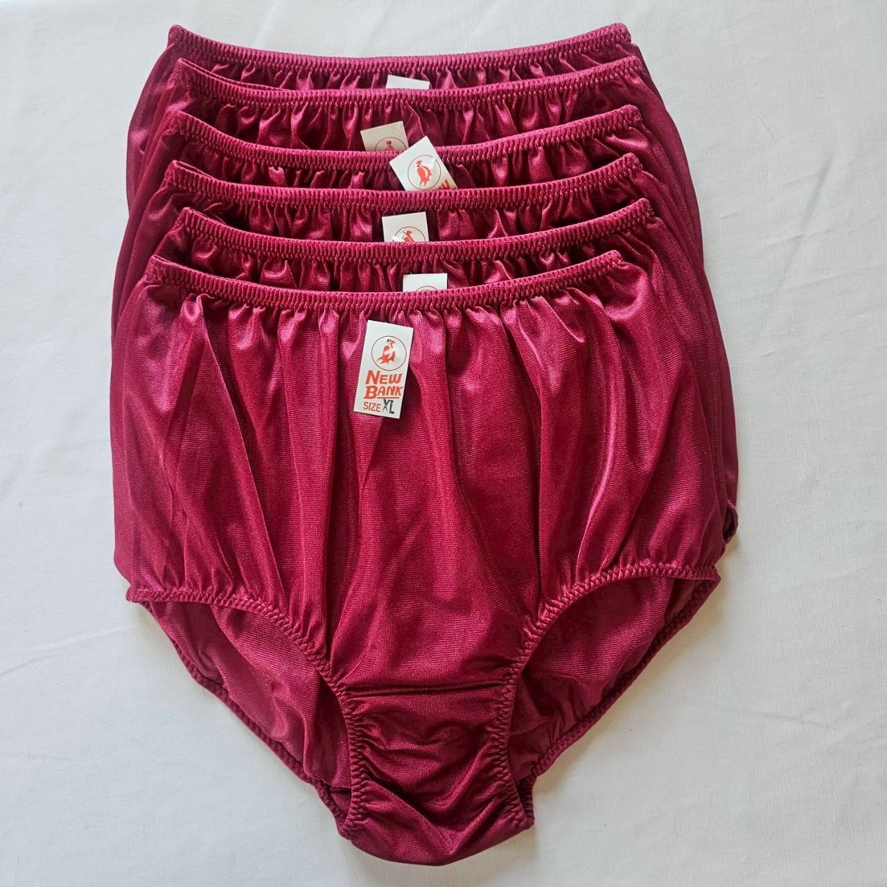 6pcs Nylon Underwear Panties Comfort Woman Man Briefs High Waist 36″-42″ XL/Red