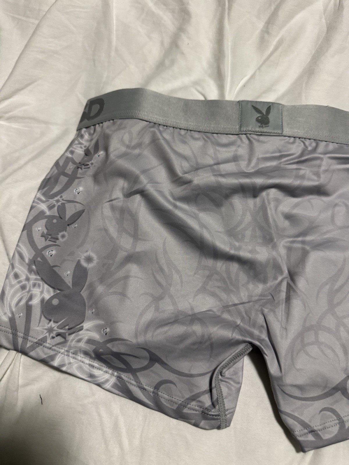 New Women’s PSD Playboy Bunny Silver Comfy Boyshorts Underwear Sz M
