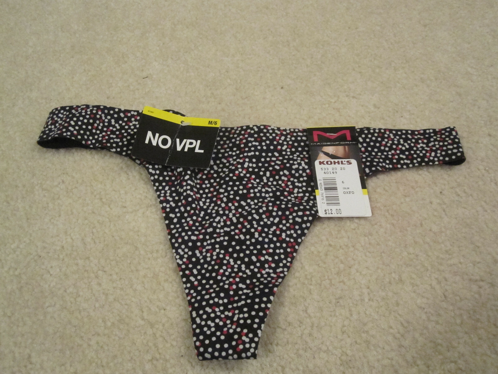 Maidenform ladies panties comfort devotion thong size 6 M style#40149