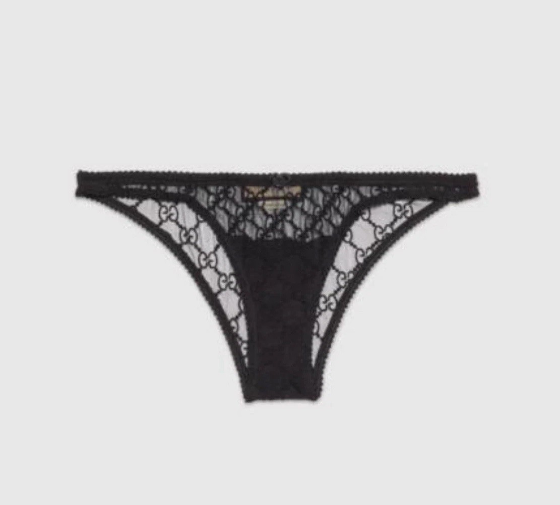 NEW Gucci GG-jacquard Bow-detail Briefs Sz XS 100% Authentic Black Panties