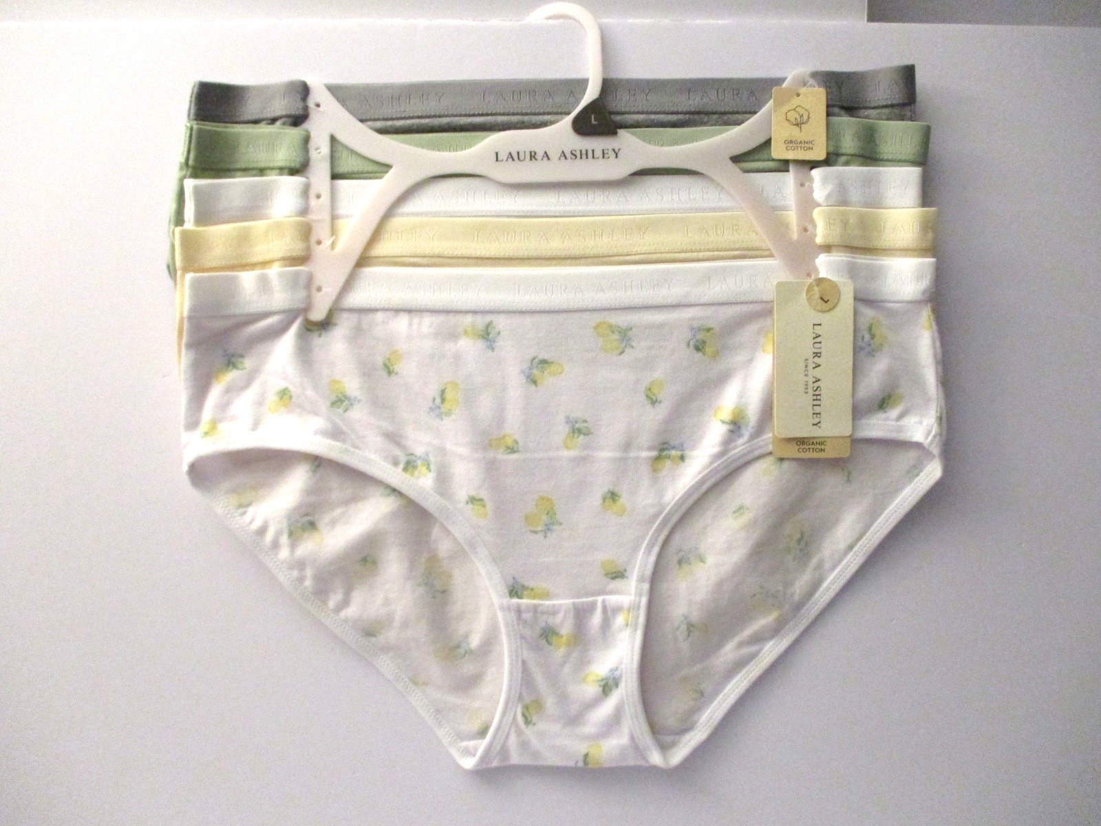 Laura Ashley Women’s organic cotton stretch Hipster panties 5-Pr Large