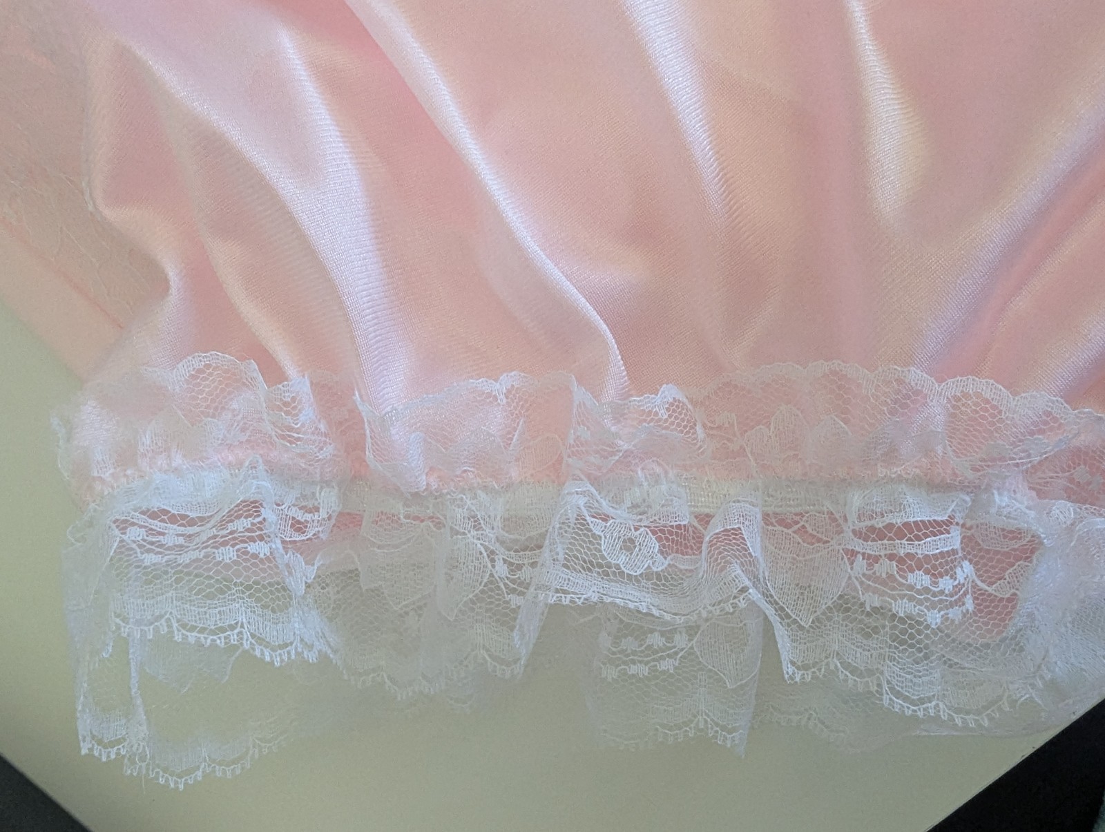 PINK Nylon Tricot LACY Bubble Bloomer & SISSY PANTY 2 LAYER 34-44 Waist **