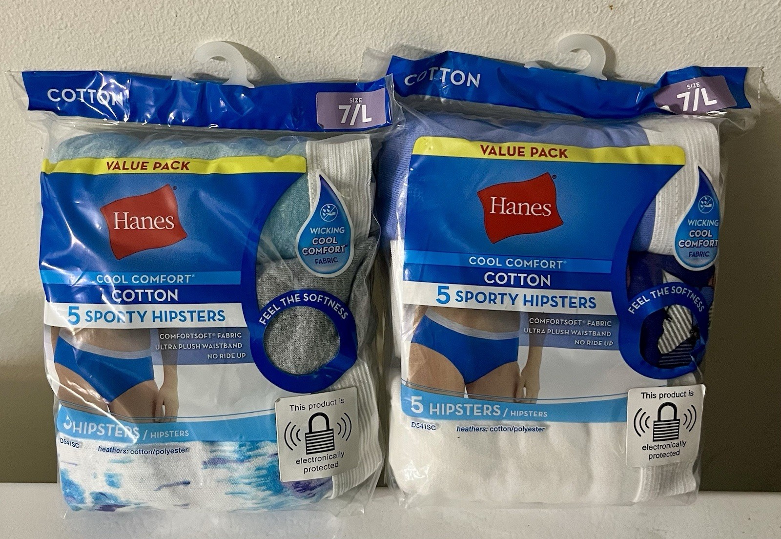 2 Pk / 10 Pair Hanes Cool Comfort Womens Sporty Hipsters Size 7 / Large