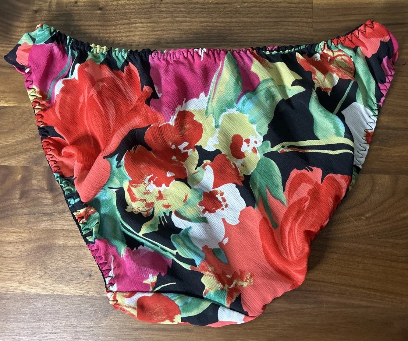 Vtg Victoria Secret Panties Second Skin Satin Gold Crown Label M/6 Chiffon Hicut