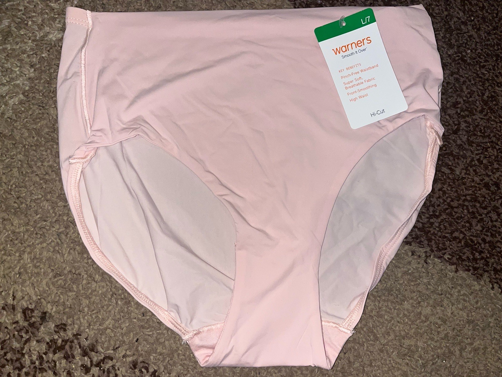NWT Warners HI CUT Smooth it over High Waisted Brief Panty RT9021P Large 7 Pink