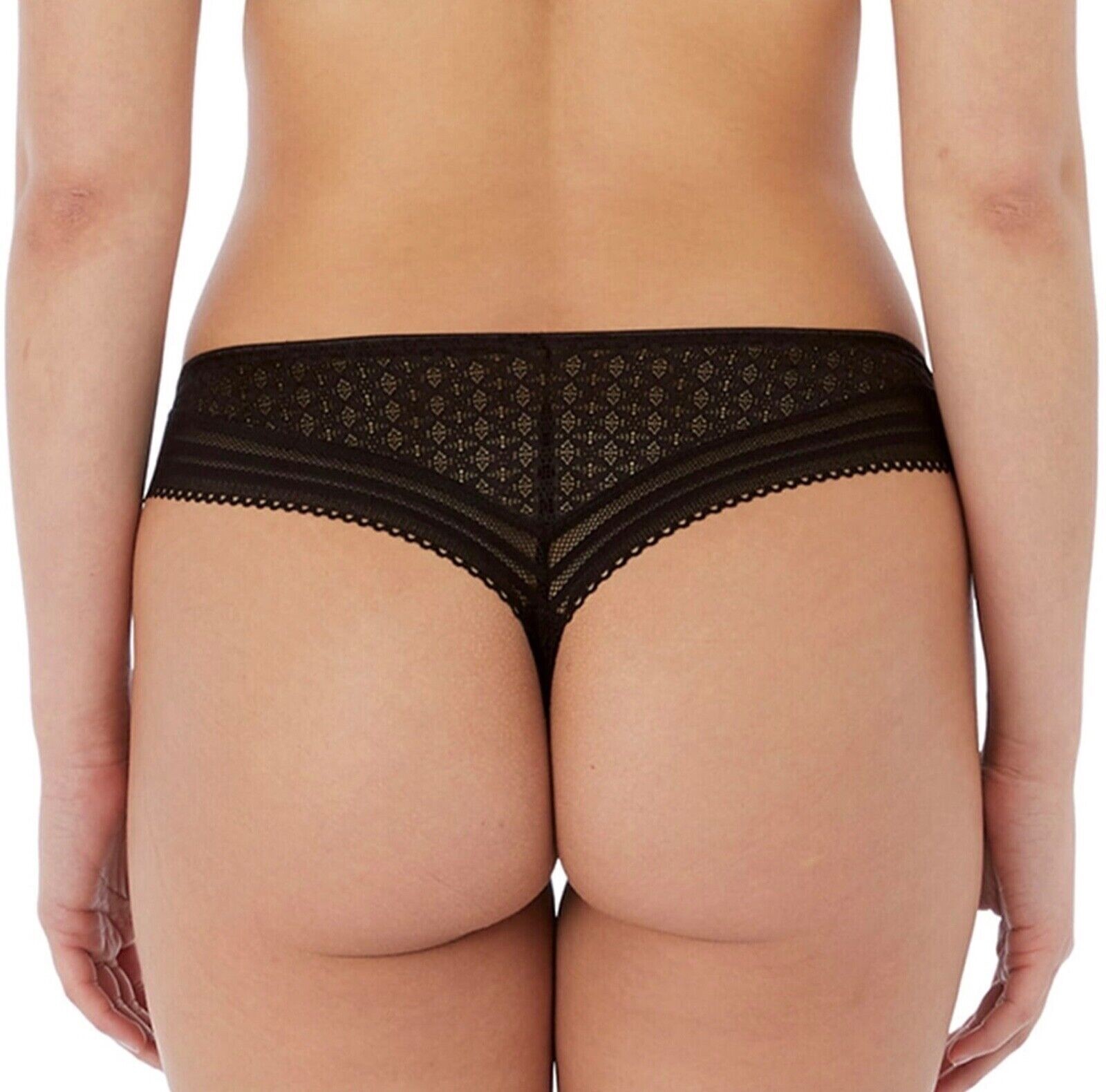 Freya Viva Lace Brazilian Brief Size L 14 16 Noir Black Knickers 5647 New