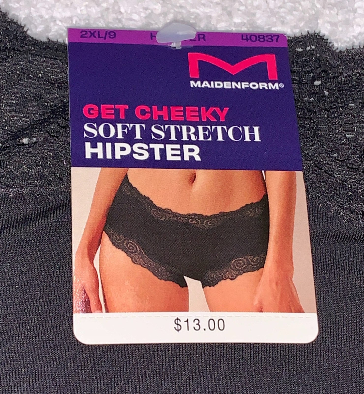 MAIDENFORM Scalloped Lace Trim Soft Black Cheeky Hipster Panty Womens 2XL 9