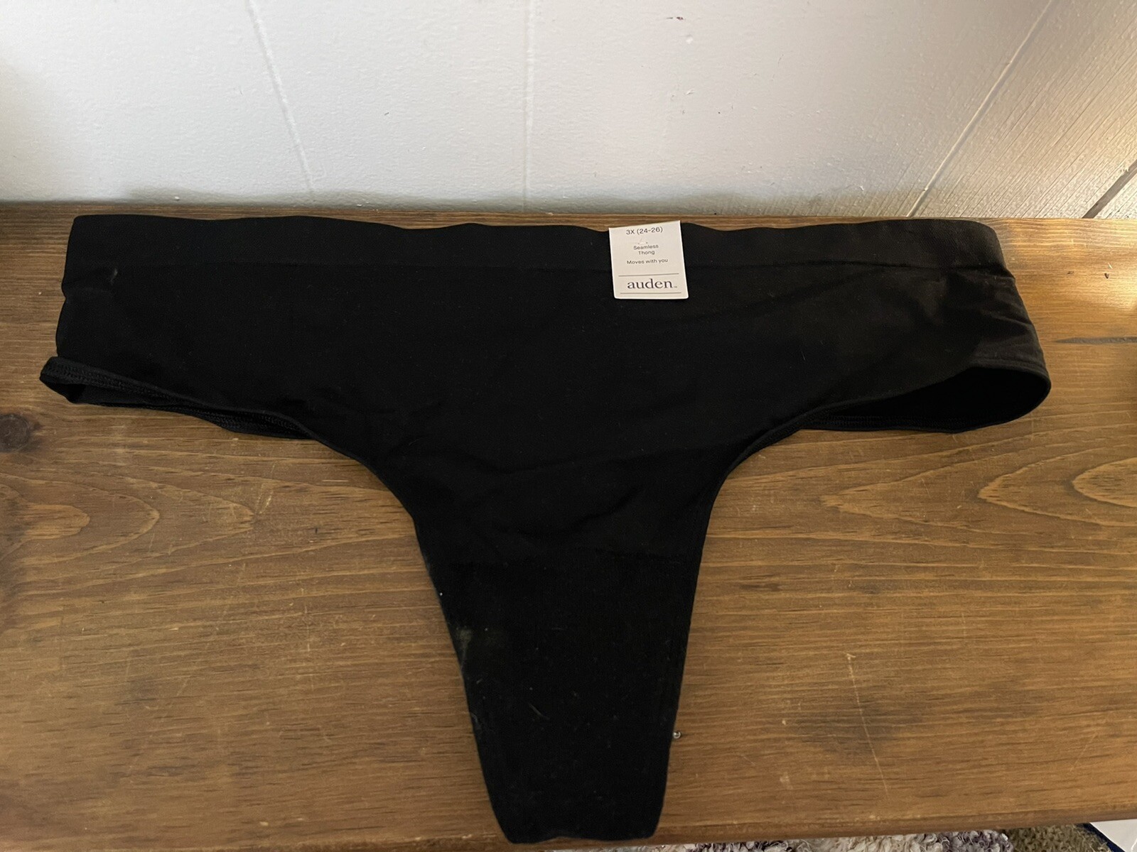 Auden 3X 24 26 Seamless Thong Black No Show Stretch Comfort